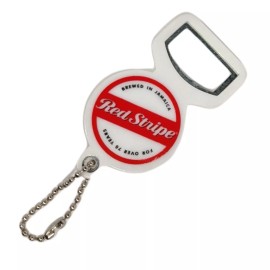 Red Stripe Beer Jamaica Keychain Keyring Bottle Tool Opener Advertising Promo