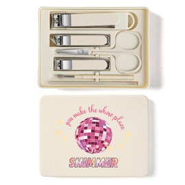 TTJHGYQO 6-Piece Nail Clipper Set with Nail File, Tweezers and ingrown toenail Removal kit Travel Nail kit for Men and Women (Shimmer White)