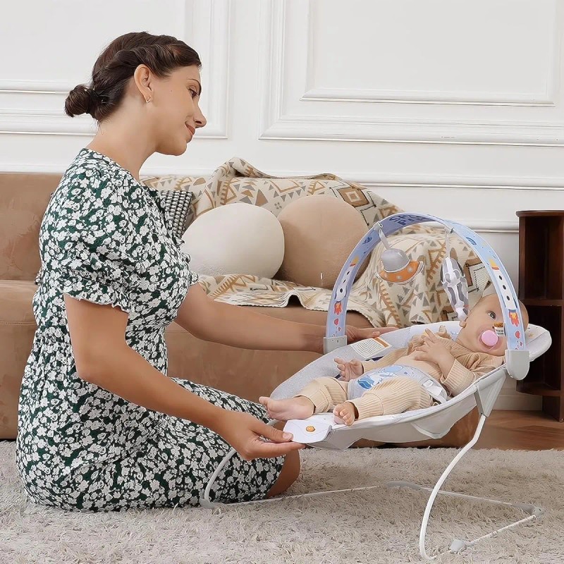 Silla Mecedora Para Bebe Con Vibracion Y Melodias Color Azul