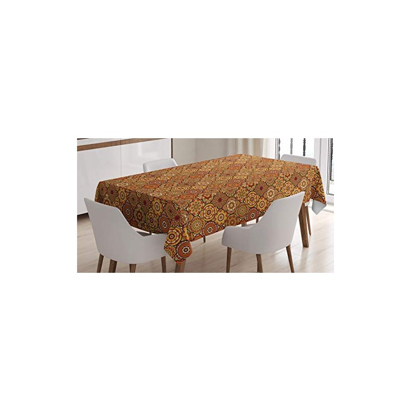 ABAKUHAUS Moroccan Tablecloth, Floral Motifs Ottoman, Dining Room Kitchen Rectangular