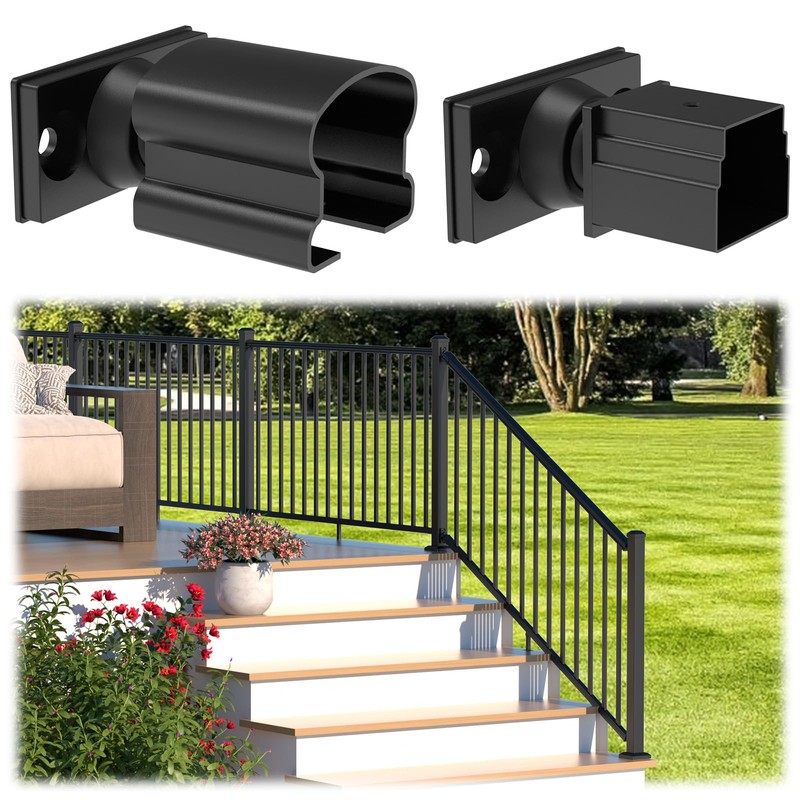 Egadis 2 Pack Aluminum Adjustable Railing Bracket, Deck Railing Bracket