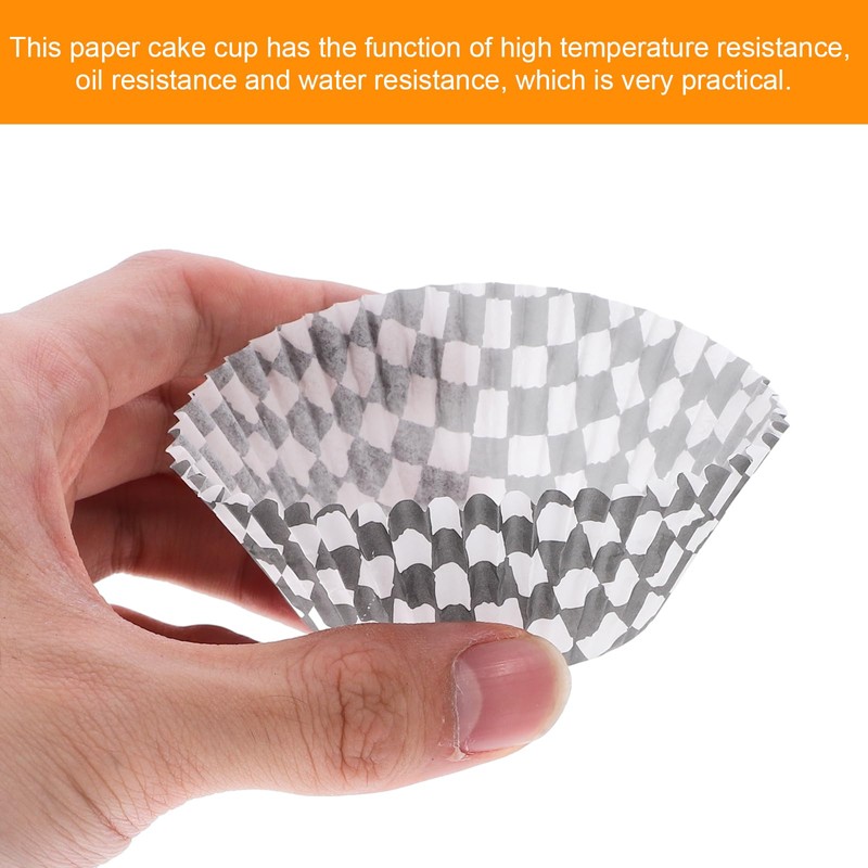 Ciieeo 100pcs Black and White Cupcake Wrappers Racing Flag Cupcake