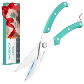 HAUSHOF Stainless Steel Kitchen Shears w/Serrated Blade Heavy Duty Poultry Shear