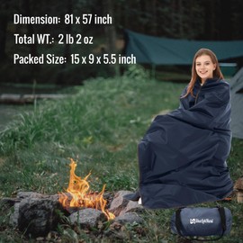 sheelokhwui 4-in-1 Large Camping Blankets - Waterproof, Windproof Fleece Outdoor Blankets for Stadium, Sports, Car, Concert - 81"x57", Portable (Royal Blue)