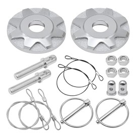 UOIENRT Aluminum Alloy Hood Pins Kit, Car Racing Hood Pin Lock for Universal Hood Pin Plate (Silver)