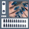 RTKHFZE Coffin Press on Nails Long Length,Ocean Blue Fake Nails