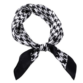 GERINLY Simple Houndstooth Print Neckerchief Soft Head Scarf for Sleep Classic Purse Scarf (Black)