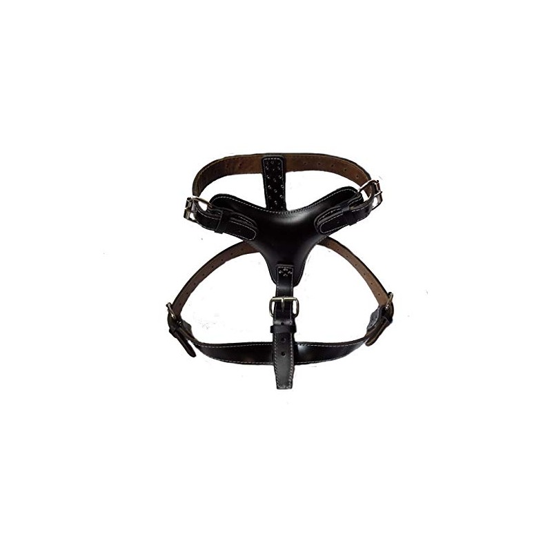 Extra Large Heavy Duty Plain Black Leather Dog Harness Perfectly