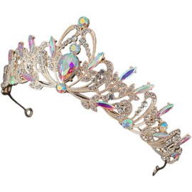 FOMIYES Crown Hair Accessory Colorful Crystal Tiara Pearl Headbands Wedding Decorations for Ceremony Birthday Crowns for Women Headband for Prom Tiara Child Props Zinc Alloy Grace