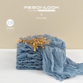 120 PCS Dusty Blue Cheesecloth Napkins Gauze Napkin 20x20 Inch Rustic Wrinkled Cheesecloth Napkin Bulk Washable Dinner Table Napkins for Wedding Party Bridal Shower Baby Shower Events Decor