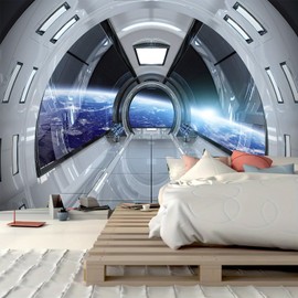 FENDROM Spaceship Tapestry Wall Hanging Futuristic Science Fiction Wall Tapestry Sci Fi Space Ship Interior Space Station Planet Earth Tapestries for Bedroom Living Room Dorm Home Decor
