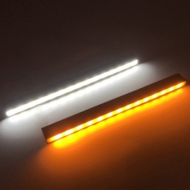 FOLOI·MTBOY Turn Signal Switch Fog Lights Assembly Universal Car Accessories 12V LED Light Strip for Daytime Running Lights, Night Running Light, White Amber Sequential Flashing LED Light Bar for Car