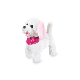 JAMARA 460341 Trixi RC Plüschhund Weiß/Rosa 27MHz Laufender Sound Plüsch Hund Sofftier Fernsteuerung Püschhund