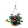 Artificial Christmas Hanging Basket Decorated with Pine Cones Ball Lights