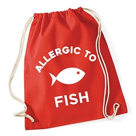 Hippowarehouse Allergic to Fish Drawstring Cotton School Gym Bag 37cm x 46cm, 12 litres