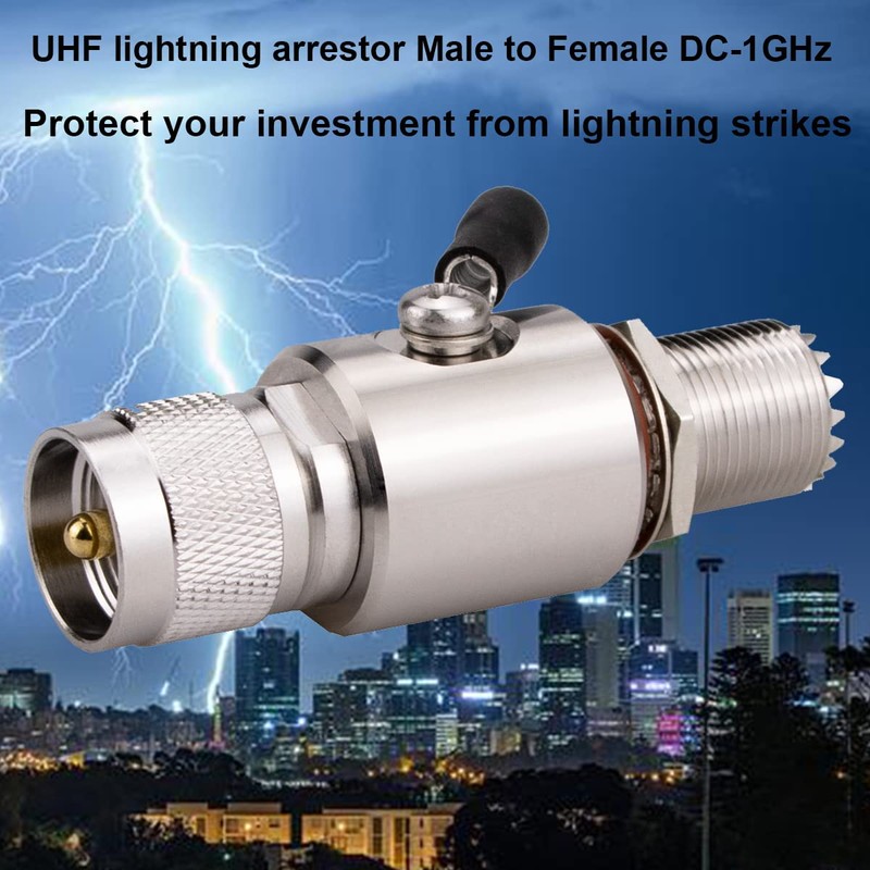 Whisary UHF Lightning Arrestor PL-259 Lightning Surge Protector UHF Male