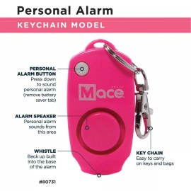 MACE BRAND 80731 Personal Alarm Key Chain (Neon Pink)