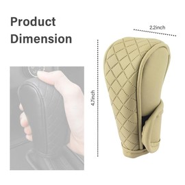 Leather Gear Shift Cover Diamond Embroidery Design,Durable Shift Knob Cover for Shift Lever Protection,Universal Car Gear Shift Cover Car Decorative Accessory Suitable for Cars,Trucks,SUVs (Beige)