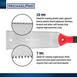 MichaelPro Japanese Pull Saw, 10 Inch Double Edge Hand Saw for Wood Working, Japanese Ryoba Saw Flush Cut Saw Woodworking Tools with Corrosion Resistant High Carbon Steel Blade, Non-Slip Handle