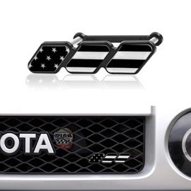 Dewkou Pack-1 Tri-Color Grille Decor Badge, Car Decoration Accessories for Toyota 4Runner Tacoma Tundra & Other Mesh or Slotted Grille (American Flag Black)
