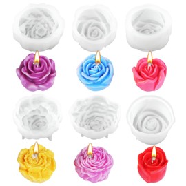 6PCS Silicone Candle Molds Set - Rose & Flower Design | Perfect for Soy Wax DIY Candles Resin Soap Making & DIY Crafters