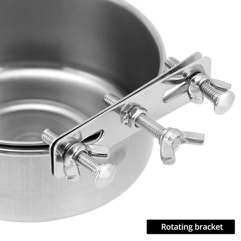 QWORK Kennel Water Bowl, 2 Pcs, Stainless Steel, Rust Resistant,