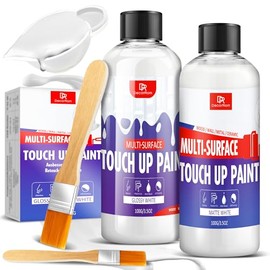 Touch Up Paint, 7oz White Upgraded Multi-Surface Touch Up Paint Pen Wall Paint, Glossy & Matte Fast Curing Odorless Waterproof for Repairing Chips and Scratches, Doors, Cabinets, Furniture, Porcelain