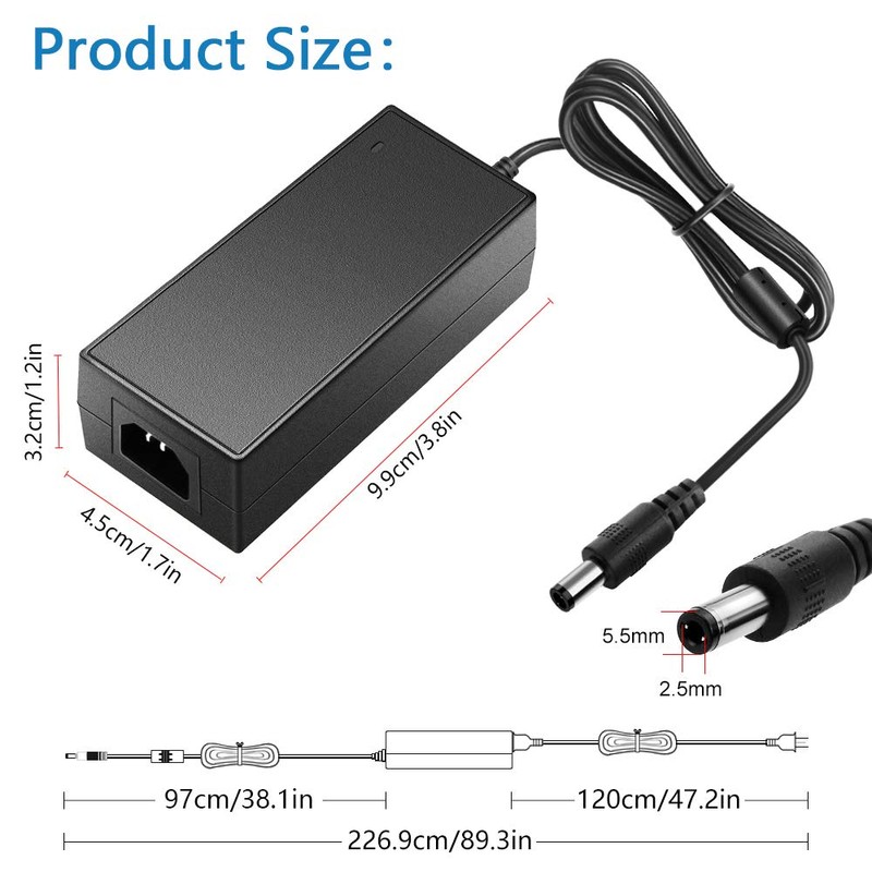 SHNITPWR 12V 3A 36W AC DC Power Supply Adapter 100V~240V