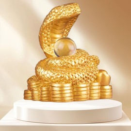 Reiwa 7 Year Zodiac Snake Figurine Zodiac Zodiac Signs Small Entrance Lucky Lucky Snake Figurine Money Luck Lucky New Year Decoration Lucky Lucky House Decor (Golden Snake Figurine 2.2 x 1.6 x 2.8