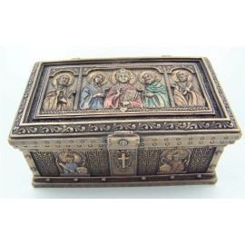 Cold Cast Bronze 4 7/8 Inch Jesus Christ Saint Peter St Paul Icon Relic Rosary