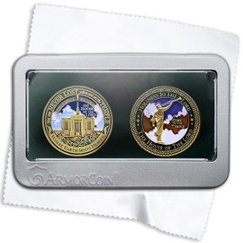 Armor Coin & Emblem - LDS Ogden Utah Temple Medallions with Deluxe Display Tin Box and Bonus polishing Cloth - 2 Medallion Set