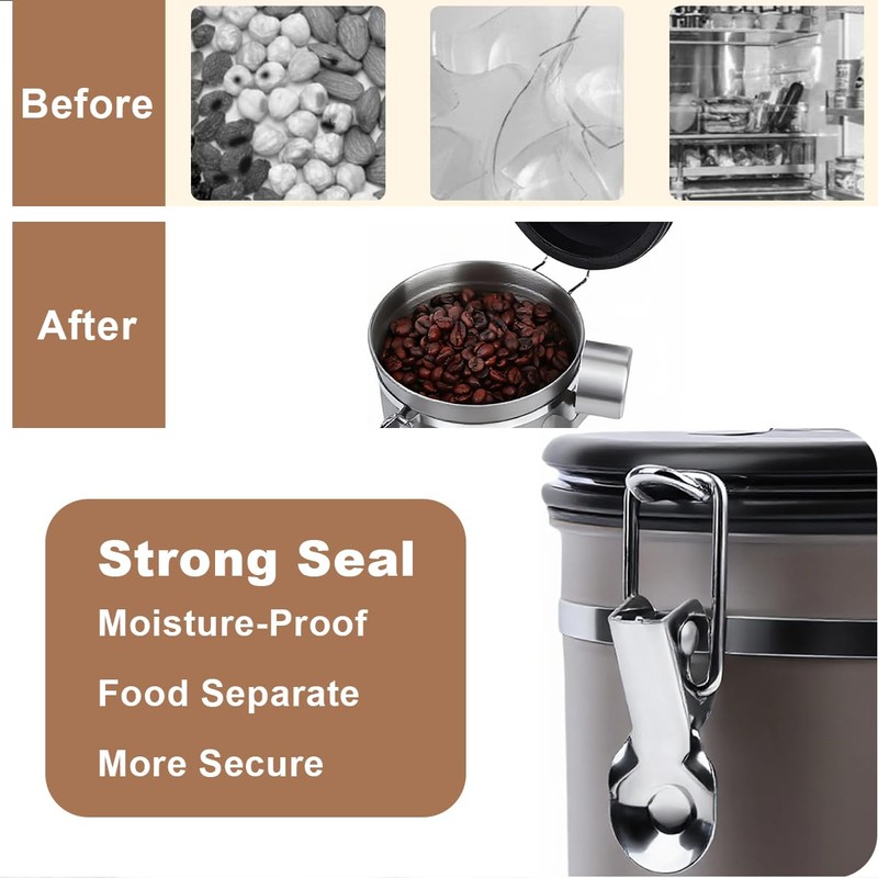 Coffee Canister Airtight Storage Container Stainless Steel Coffee Jar with