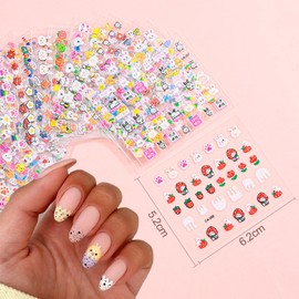 30 Sheets Easter Nail Art Stickers Bunny Nail Decals 3D Self-Adhesive Cute Bunny Rabbit Egg Chicken Cartoons Nail Stickers Lovely Design Manicure DIY for Women Girls Acrylic Nail Art Accessories