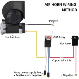 VEHITO Car Air Horn 12V with Compressor and Relay fit Truck Car Motorcycle(12V black)