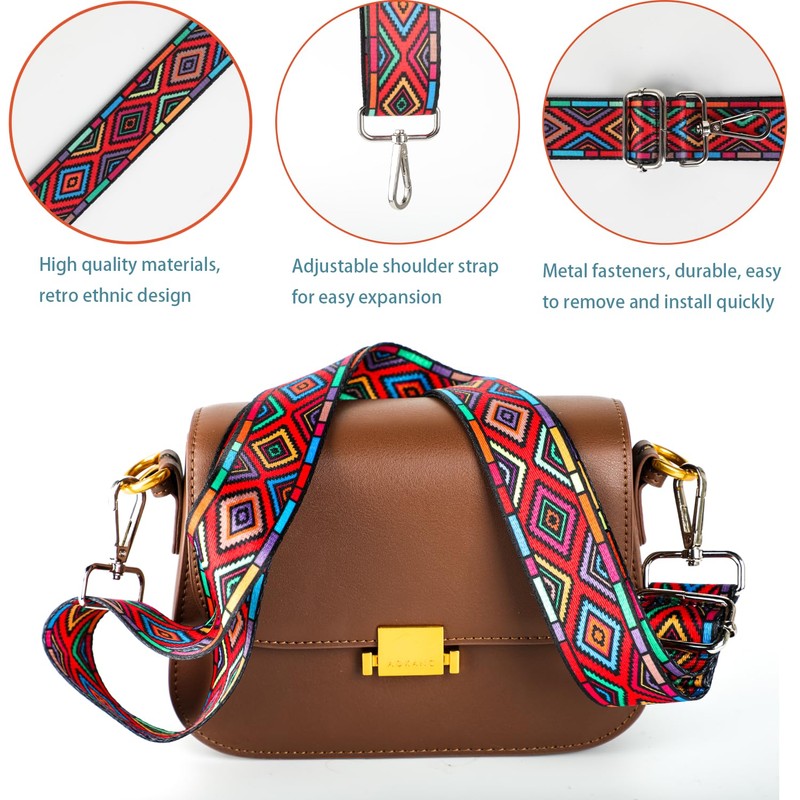 ktxaby Pack of 2 Interchangeable Straps for Bags, Colourful Bag