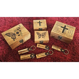 JB&C Premium Women's Rustic Brown Wooden Rosary Box, 4.75 x 5.75 x 2.5 inches, Hinged Latch, Thanksgiving Occasion, Jewelry Box