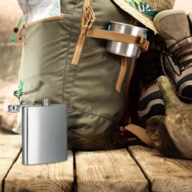 Relaxdays Hip Flask Set of 2, 200 ml, Stainless Steel Shot Container for Travel, Pocket Bottle, Screw Cap, Silver