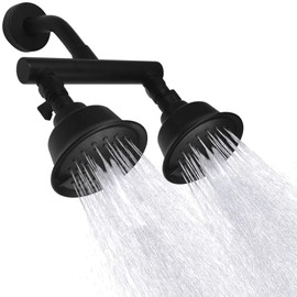 Double Shower Head with Shower Shut-Off Valves,2 Shower Head for Bathing,Dual Shower Head High Pressure 3 Function Sprayers,Matte Black