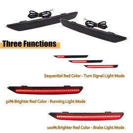 GTINTHEBOX for 2011 2012 2013 2014 2015 2016 2017 Honda Odyssey LED Rear Fog Bumper Reflector Brake Tail Sequential Flash Signal Lights Lamp Smoked Lens 33505TK8A01,33555TK8A01