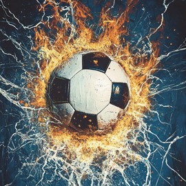 MAXBYE 5D DIY Football Diamond Painting Kits Full Drill, Water and Fire Diamond Art for Adults, Diamond Crystal Embroidery Cross Stitch Crafts Pictures by Number for Home Room Wall Decor 12x12 Inch