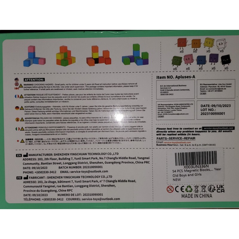 Aplusers Magnetic Building Cubes Ages 3+ Aplusers 54 Pc Set
