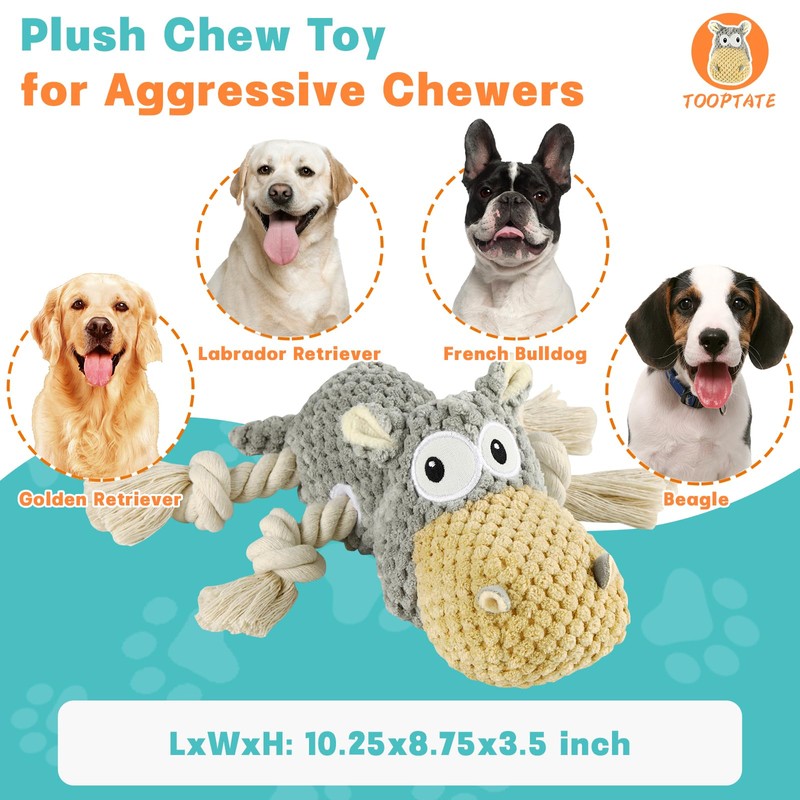 Tooptate Dog Toys for Aggressive Chewers - Squeaky Dog Toys