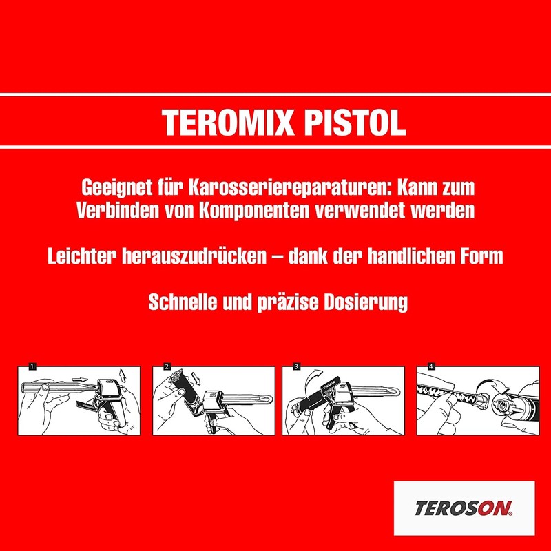 TEROSON Handpistole 410, Kartuschenpresse für Doppelkartuschen, handliche Kartuschenpistole für 2K-Kartuschen