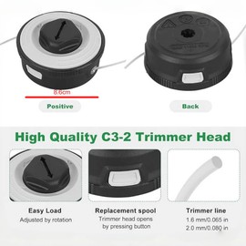 Trimmerkopf mit Robusten Stahlknauf,MäHkopf Ersetzen,Trimmer Ersatzkopf,Autocut C3-2 für FSA 57 FSE 52,Kompatibel Mit FSA57 und FSE52 Fadenkopf,Elektro Motorsense Akku Rasentrimmer Spulenkopf