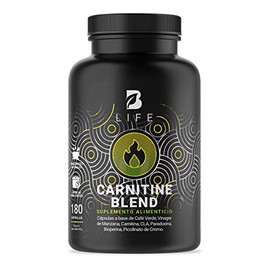 Carnitina de 180 Cápsulas con Café Verde, Carnitina, Vinagre de Manzana, CLA y Picolinato de Cromo. Carnitine Blend B Life.