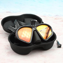 Low Volume Tempered Glass Adults Freediving Mask Waterproof Anti-Fog Clear Vision Diving Mask with Storage Case, Camera Mount Snorkel Mask for Photography and Snorkeling (Black Yellow with Stand)