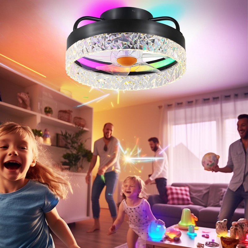 Mpayel RGB Ceiling Fans with Lights and Remote, 13'' Low