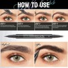 Eyebrow Pencil Black, Brow Pen with 2 Fork Tip and
