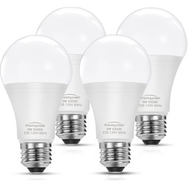 Amazing power E26 LED Bulbs, 60W Equivalent Medium Base Light Bulbs, 9W LED Bulbs, Daylight White 5000K 4-Pack