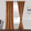 JIUZHEN Gold Brown Velvet Curtains 90 inches Blackout Curtains for Living Room - Privacy Protect Room Darkening Grommet Thick Velvet Window Drapes for Bedroom, Set of 2 with Tiebacks, 52W x 90L